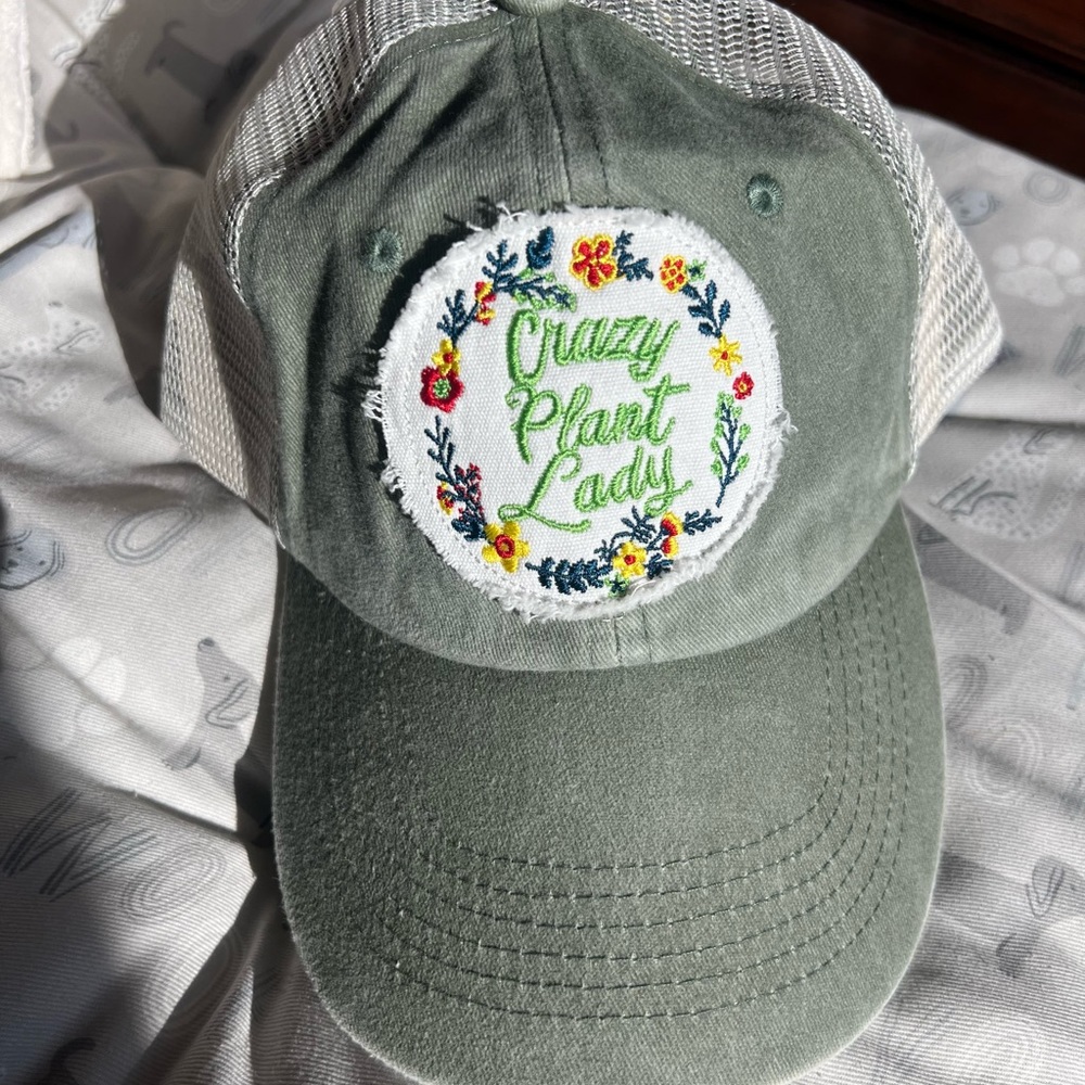 “CRAZY PLANT LADY”embroidered ball cap by MARKET & LAYNE w/mesh & adjustable NWT